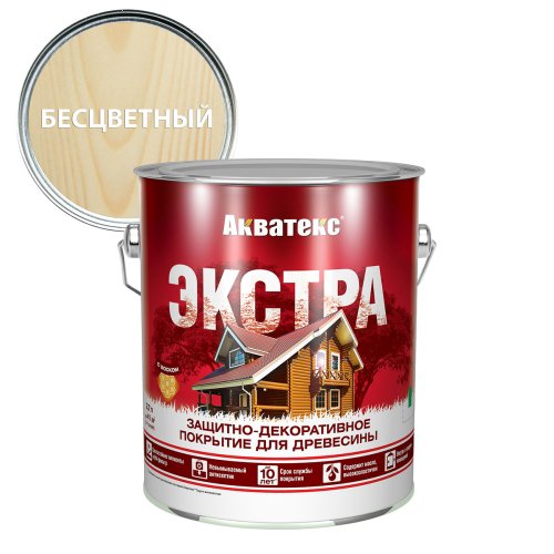 Акватекс-Экстра защитно-декоративное покрытие для древесины алкидное полуглянц, бесцветный  (2,7л