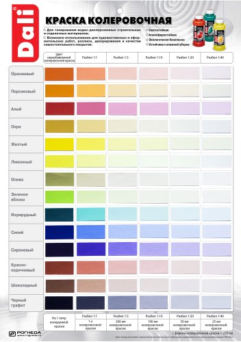 Краска колеровочная Dali, акриловая, 0,25 л, алая фото 2