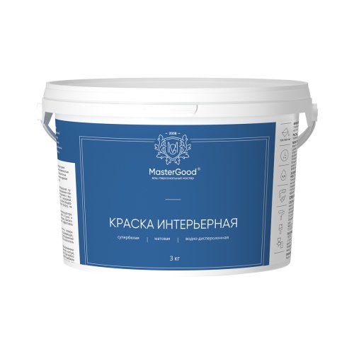 Краска интерьерная MasterGood, акриловая, матовая, белая