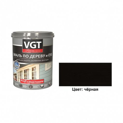 Эмаль по дереву и OSB VGT Premium, 2,5 кг, черная