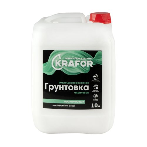 Грунтовка проникающая водно-дисперсионная, для внутренних работ Krafor