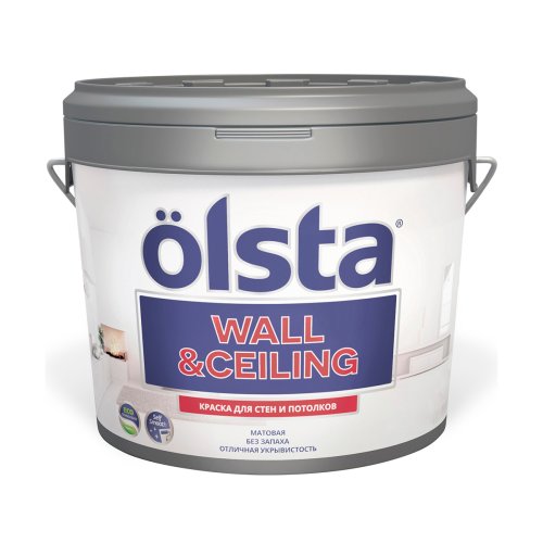 Краска для стен и потолков Olsta Wall&Ceiling, акриловая, матовая