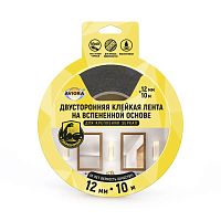 Скотч двусторонний для крепления зеркал Aviora, вспененная основа, 12 мм x 10 м, черный