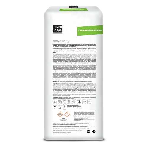 LINNIMAX FASSADENSPACHEL GROSS / ФАССАДЕНШПАХТЕЛЬ ГРОСС шпатлевка выравнивающая на цементной основе фото 3