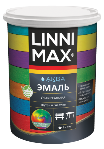 LINNIMAX / ЛИННИМАКС АКВА эмаль акриловая универсальная атмосферостойкая для вн/нар шелк-матовая фото 2