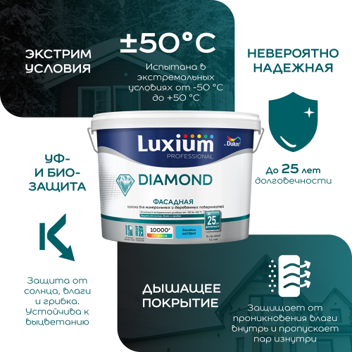 DULUX DIAMOND ФАСАДНАЯ / ДЮЛАКС ДАЙМОНД ФАСАДНАЯ краска для минеральных и деревянных поверхностей фото 3