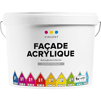 VINCENT FACADE ACRYLIQUE F 2 / ВИНСЕНТ ФАСАД АКРИЛИКЕ Ф 2 краска фасадная, суперстойкая, матовая