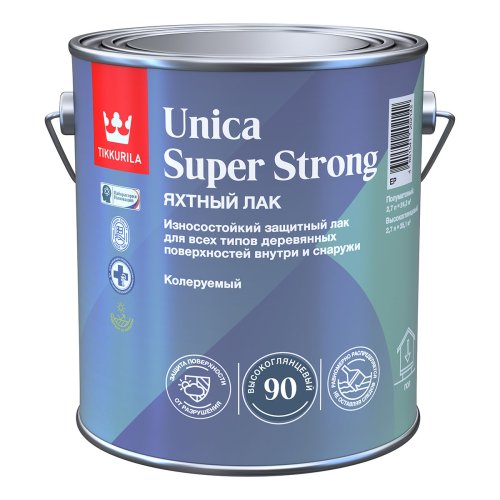 Tikkurila Unica Super Strong EP / Тиккурила Уника лак универсальный износостойкий высокоглянцевый фото 4
