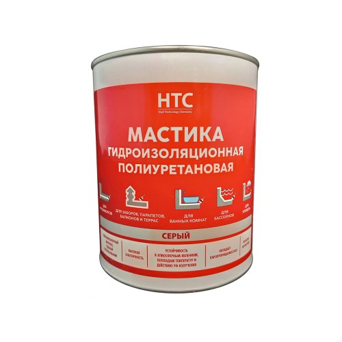 Мастика гидроизоляционная полиуретановая HTC, 1 кг, серая