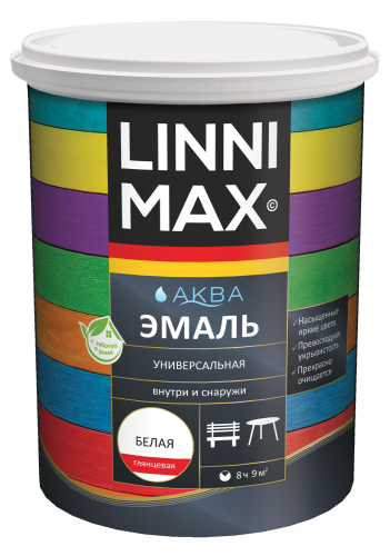 LINNIMAX / ЛИННИМАКС АКВА эмаль акриловая универсальная атмосферостойкая для вн/нар глянцевая