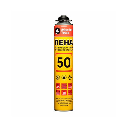 Пена монтажная профессиональная Masterteks 50 PRO 9413553, всесезонная, 715 мл