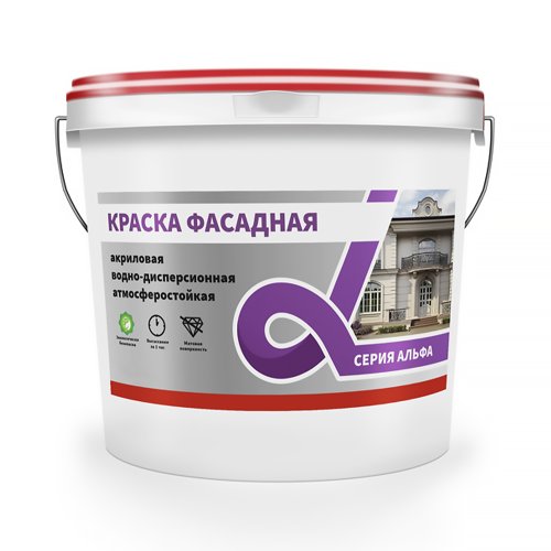 Краска водно-дисперсионная фасадная Alfavit серия Альфа, белая