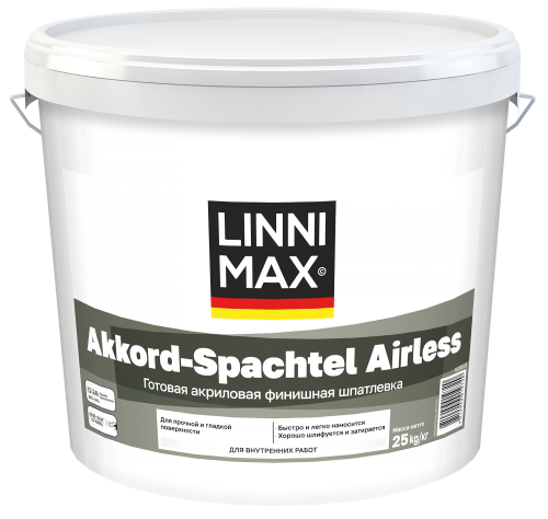 LINNIMAX AKKORD-SPACHTEL AIRLESS / ЛИННИМАКС АККОРД-ШПАХТЕЛЬ АЙРЛЕСС шпатлевка финишная акриловая фото 2
