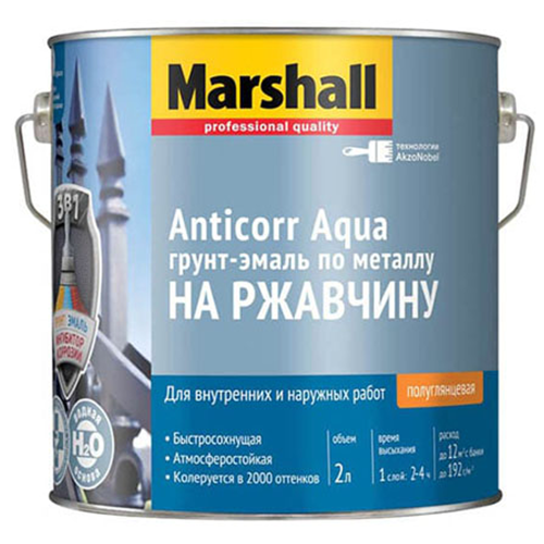 MARSHALL ANTICORR AQUA / МАРШАЛЛ АНТИКОР АКВА грунт-эмаль антикоррозийная, акриловая, полуглянцевая