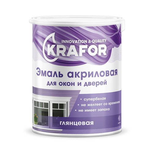Эмаль для окон и дверей Krafor, акриловая, глянцевая