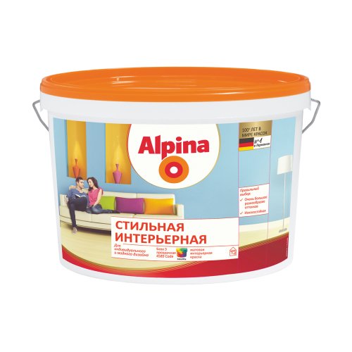 Alpina / Альпина Стильная Интерьерная глубокоматовая краска для стен и потолков
