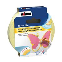 Скотч малярный Unibob, для изогнутых поверхностей, 19 мм x 25 м, желтый