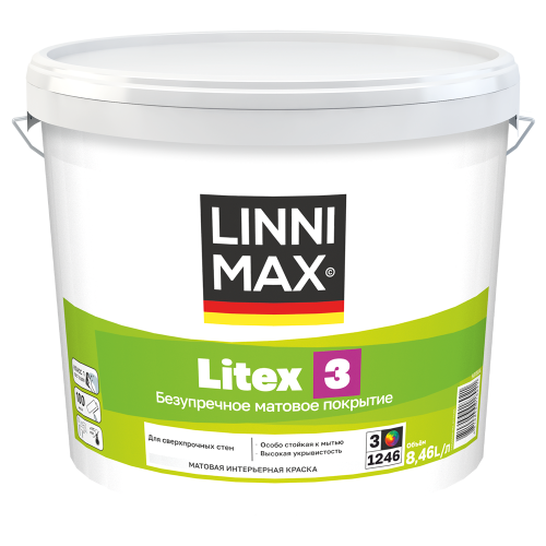 LINNIMAX LITEX 3 / ЛИННИМАКС ЛИТЕКС 3 краска для стен латексная водно-дисперсионная фото 5