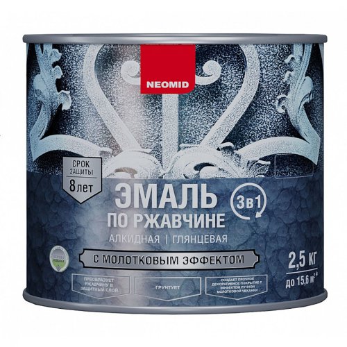 NEOMID Эмаль по ржавчине с молотковым эффектом, графит (2,5кг)