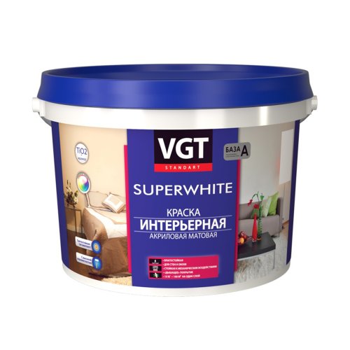 VGT SUPERWHITE / ВГТ ВД-АК-2180 краска интерьерная для стен и потолков