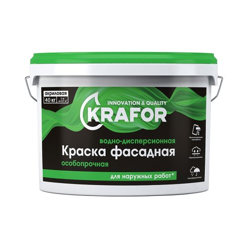 Краска водно-дисперсионная фасадная особопрочная Krafor