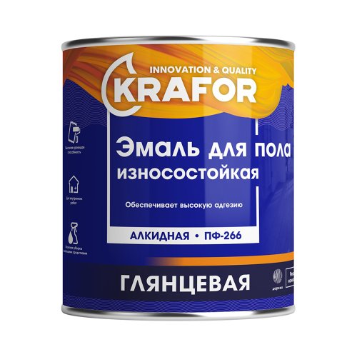 Эмаль ПФ-266 для пола Krafor, алкидная, глянцевая
