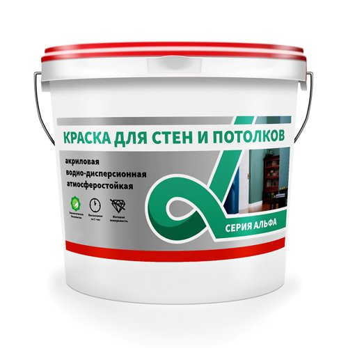 Краска для стен и потолков водно-дисперсионная Alfavit серия Альфа, супербелая