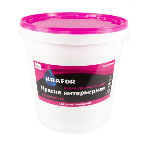 Краска водно-дисперсионная интерьерная суперстойкая Krafor, белая