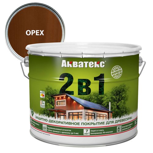 Защитно-декоративное покрытие для дерева Акватекс 2 в 1, полуматовое