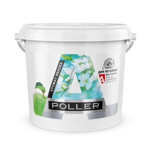 Краска для потолков Poller, акриловая, глубокоматовая