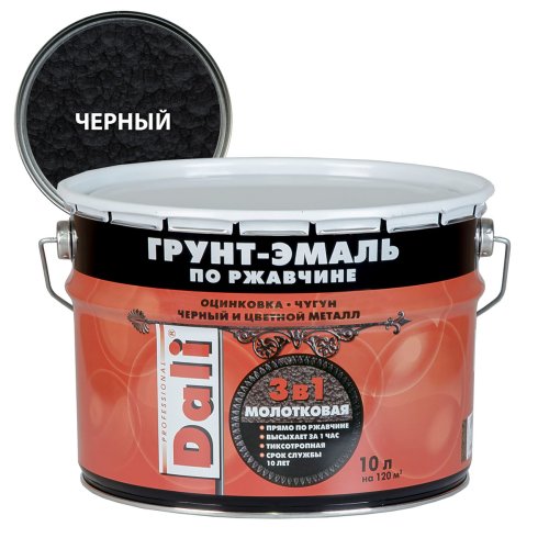 Dali / Дали Грунт-эмаль по ржавчине 3 в 1 молотковая алкидная