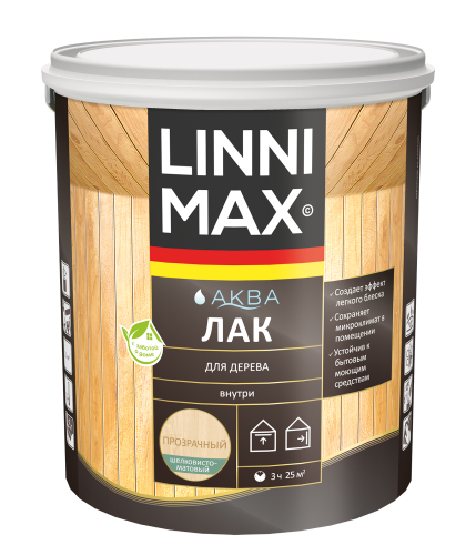 LINNIMAX / ЛИННИМАКС АКВА лак акриловый для дерева для внутрених работ шелковисто-матовый фото 2