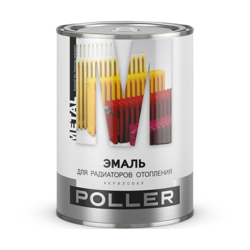 Эмаль для радиаторов Poller, акриловая, глянцевая, 0,9 кг, белая