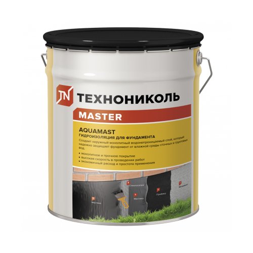 Мастика битумная гидроизоляционная Технониколь Master Aquamast, для фундамента, 18 кг, черная