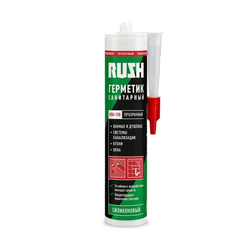 Герметик силиконовый санитарный Rush RSK-120, 240 мл, прозрачный