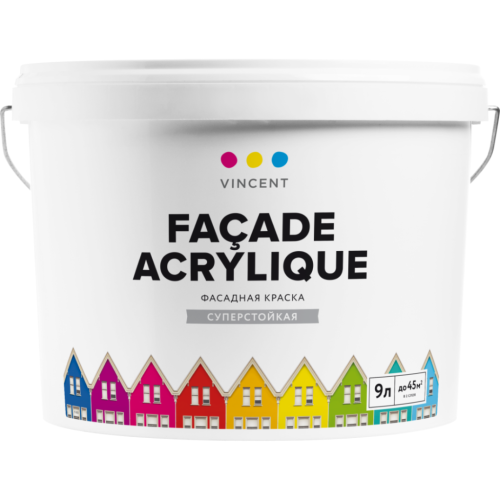 VINCENT FACADE ACRYLIQUE F 2 / ВИНСЕНТ ФАСАД АКРИЛИКЕ Ф 2 краска фасадная, суперстойкая, матовая