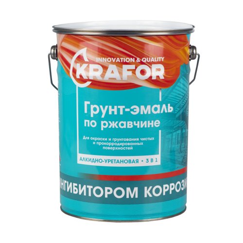 Грунт-эмаль по ржавчине 3 в 1 Krafor, алкидная, глянцевая