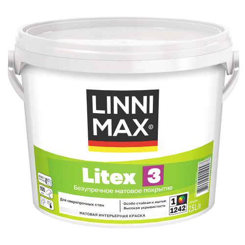 LINNIMAX LITEX 3 / ЛИННИМАКС ЛИТЕКС 3 краска для стен латексная водно-дисперсионная фото 3