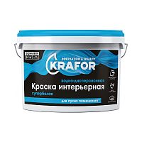 Краска водно-дисперсионная интерьерная Krafor, матовая, супербелая