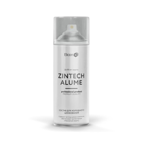 Состав для холодного цинкования аэрозольный Elcon Zintech Alume, 520 мл, серебристый
