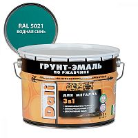 Dali Грунт-эмаль по ржавчине 3 в 1 гладкая алкидная, RAL 5021 водная синь (10л)