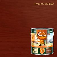 PINOTEX ULTRA лазурь защитная влагостойкая для защиты древесины до 10 лет красное дерево (2,5л) new