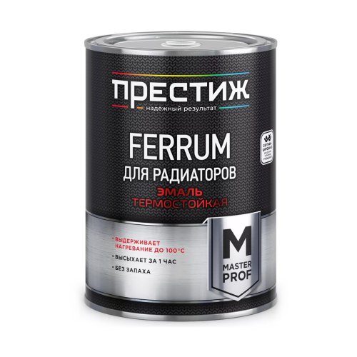 Эмаль для радиаторов термостойкая Престиж Ferrum, акриловая, глянцевая, белая