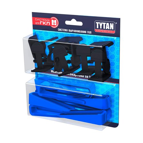 Система выравнивания гипсокартона Tytan Professional, клинья 10 шт + клипсы 10 шт