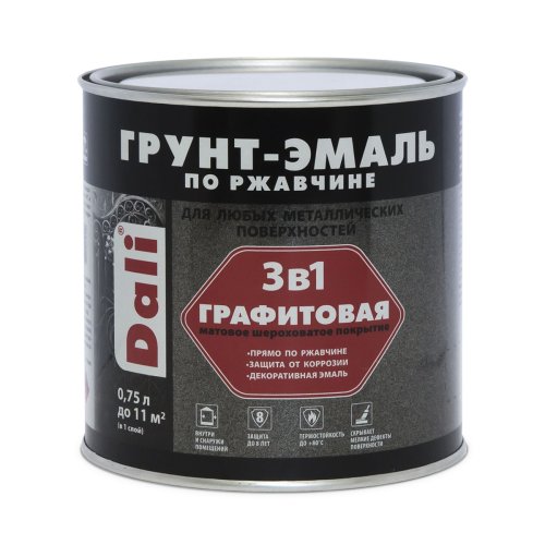 Dali / Дали Грунт-эмаль по ржавчине 3 в 1 графитовая алкидная