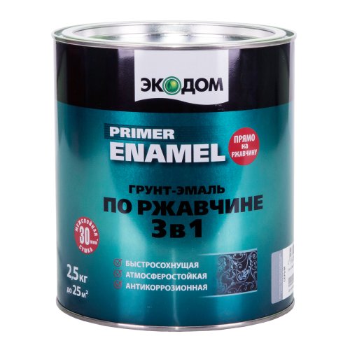 Экодом Грунт-эмаль по ржавчине 3 в 1 гладкая полуматовая фото 5