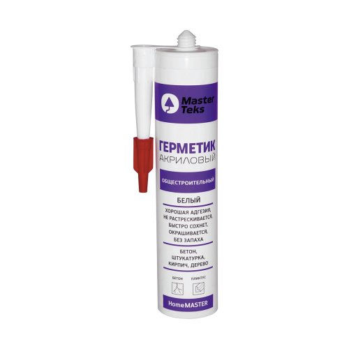 Герметик акриловый общестроительный MasterTeks Homemaster 9612900, 260 мл, белый