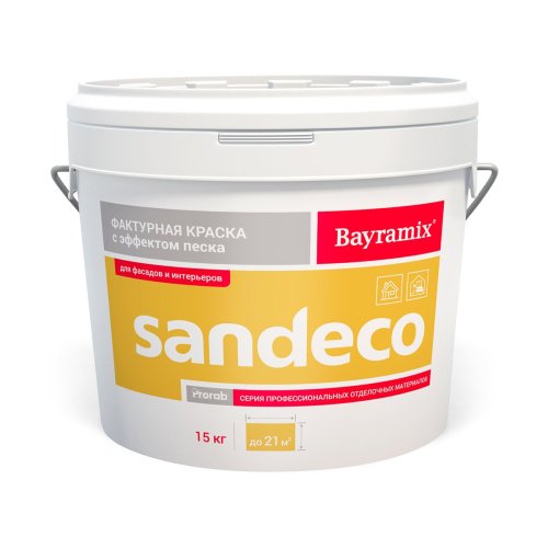 Краска фактурная Bayramix Sandeco Sd 001, акриловая, белая, 15 кг