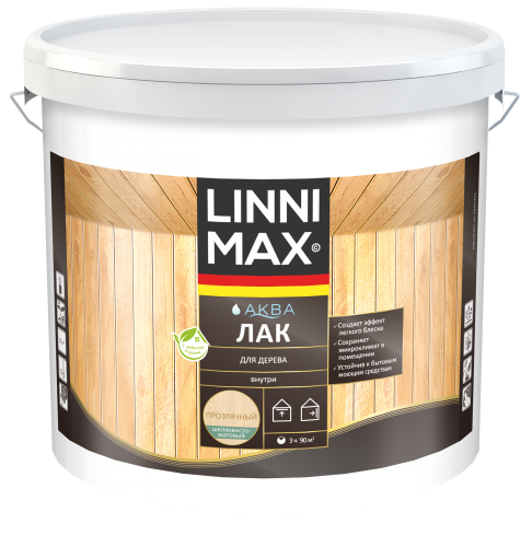 LINNIMAX / ЛИННИМАКС АКВА лак акриловый для дерева для внутрених работ шелковисто-матовый фото 5