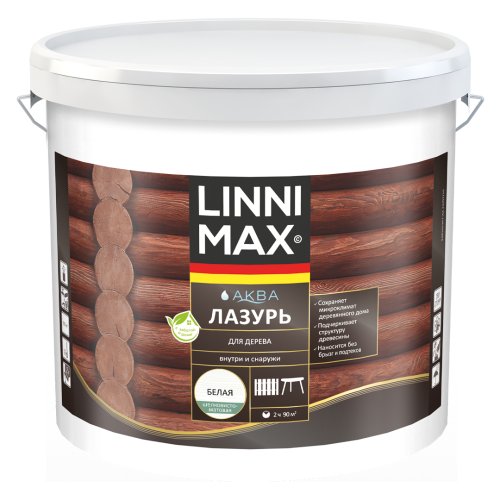 LINNIMAX / ЛИННИМАКС АКВА лазурь для дерева акриловая, лессирующая, шелковисто-матовая